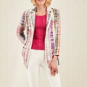 Carlisle Collection | Colorful Tweed One Button Blazer Jacket Size 6